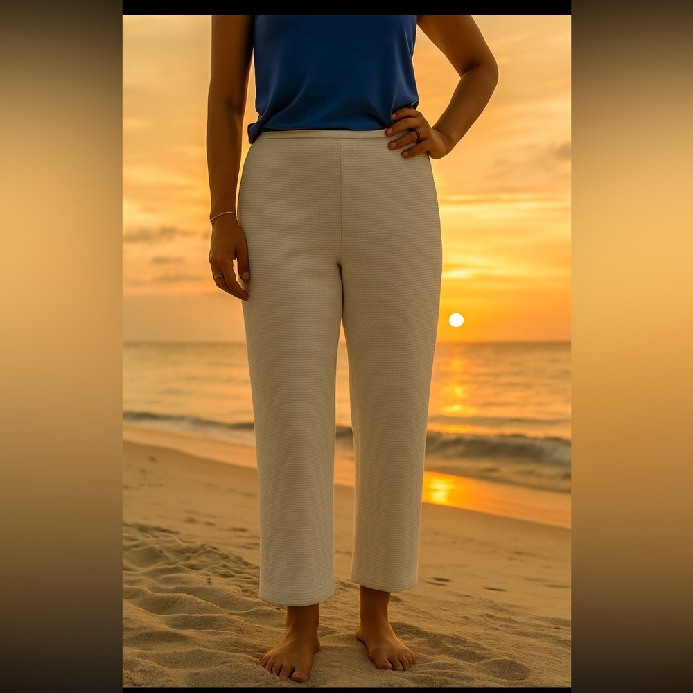 J.Mclaughlin‎ White Quilted Texture Pants in White Sz 8